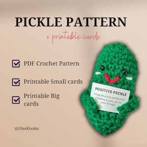 Patrón de ganchillo, Patrón de pepinillo de apoyo emocional, Patrón de ganchillo navideño, Pepino de ganchillo y Afirmación positiva, Pepinillo positivo PDF