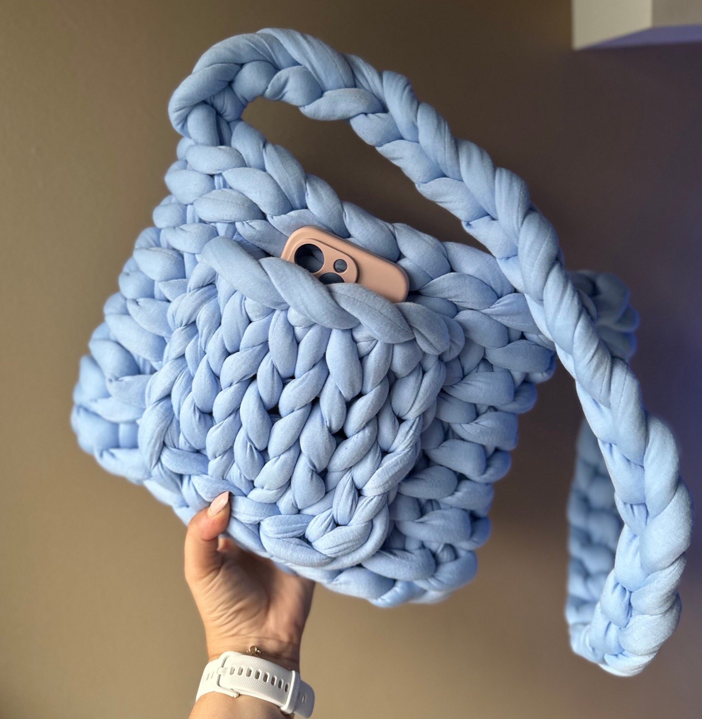 Blue Knit Bag - Etsy Blue Knit Bag - Etsy