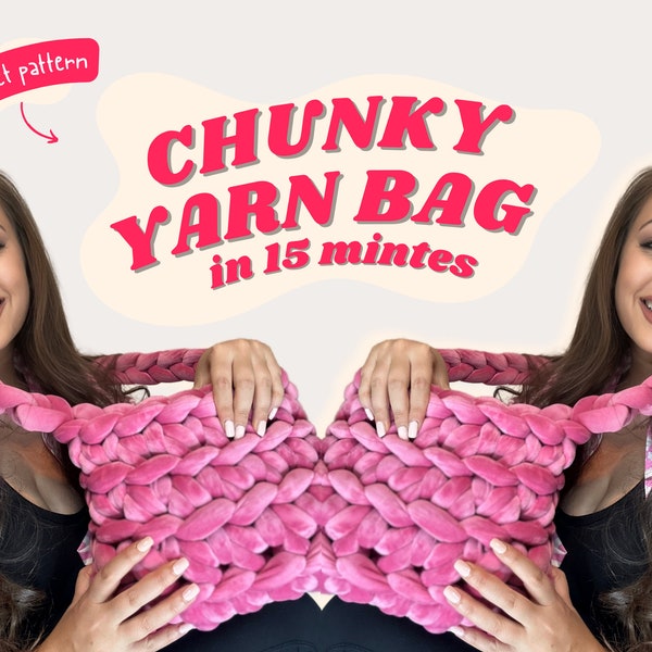 Chunky Yarn Bag, gehäkelte Samt-Tasche Muster, einfache Häkeltasche Muster für Anfänger