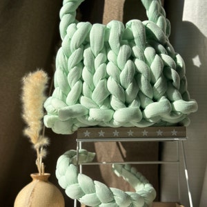 Braided Bag, Chunky Knit Bag, Mini Bag, Boho Bubble Bag , Puffer Bag , Crochet Bag , Big Yarn Bag , Handmade Bag