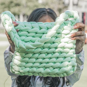 Chunky Knit Bag , Boho Bubble Bag , Puffer Bag , Crochet Bag , Big Yarn Bag , Handmade Bag