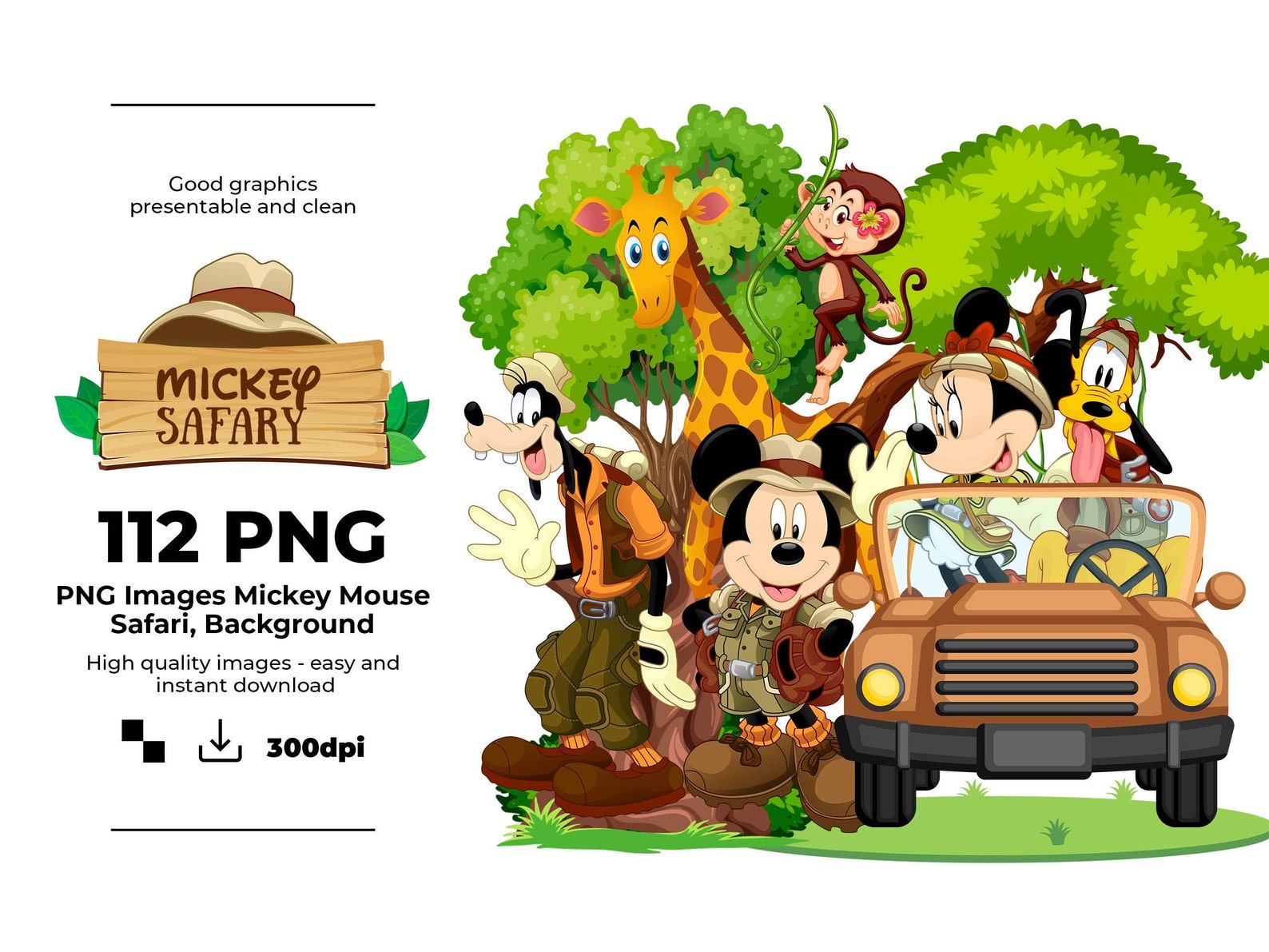 Safari Mickey Mouse cliparts PNG Mickey Safari Mickey | Etsy
