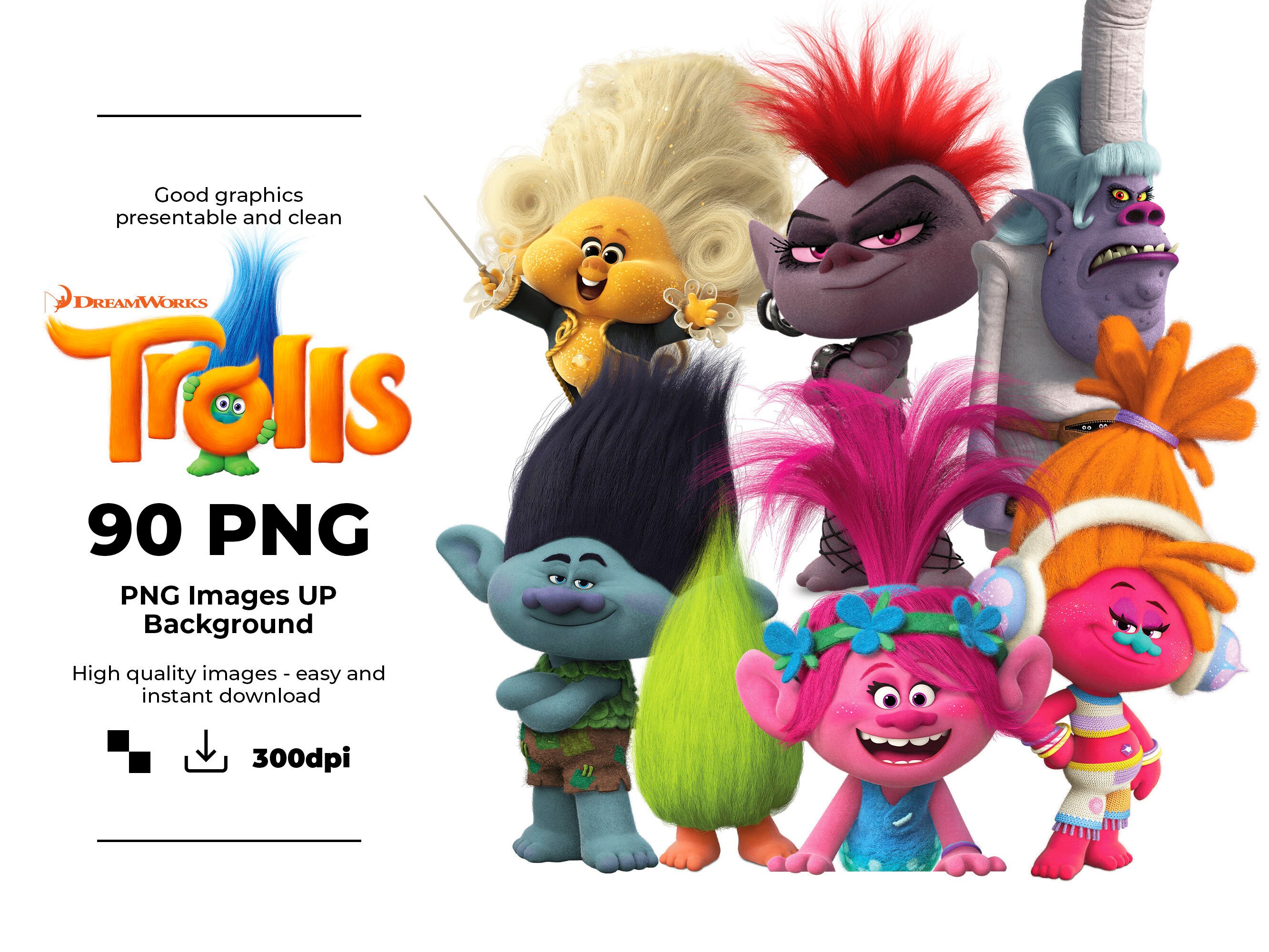 Trolls Clipart Trolls Png Characters Trolls Images Etsy