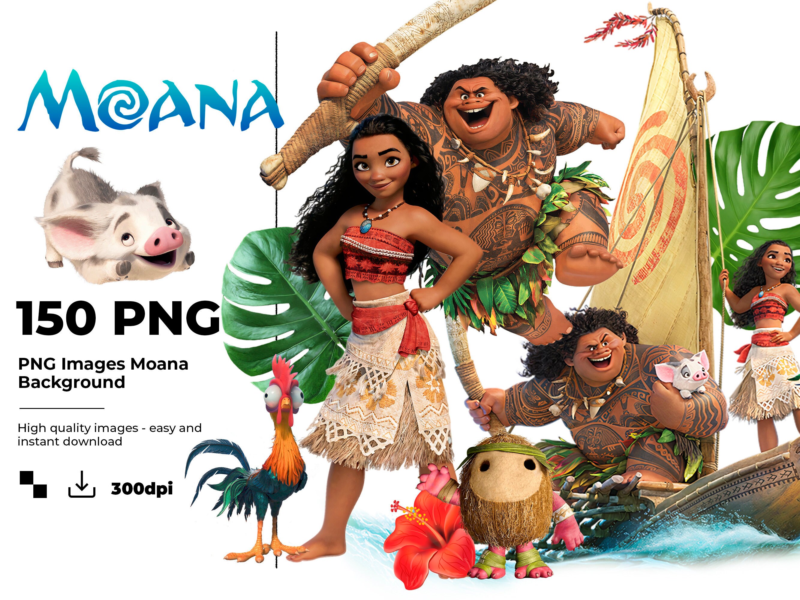 moana clipart alphabet png images 300dpi digital clip etsy