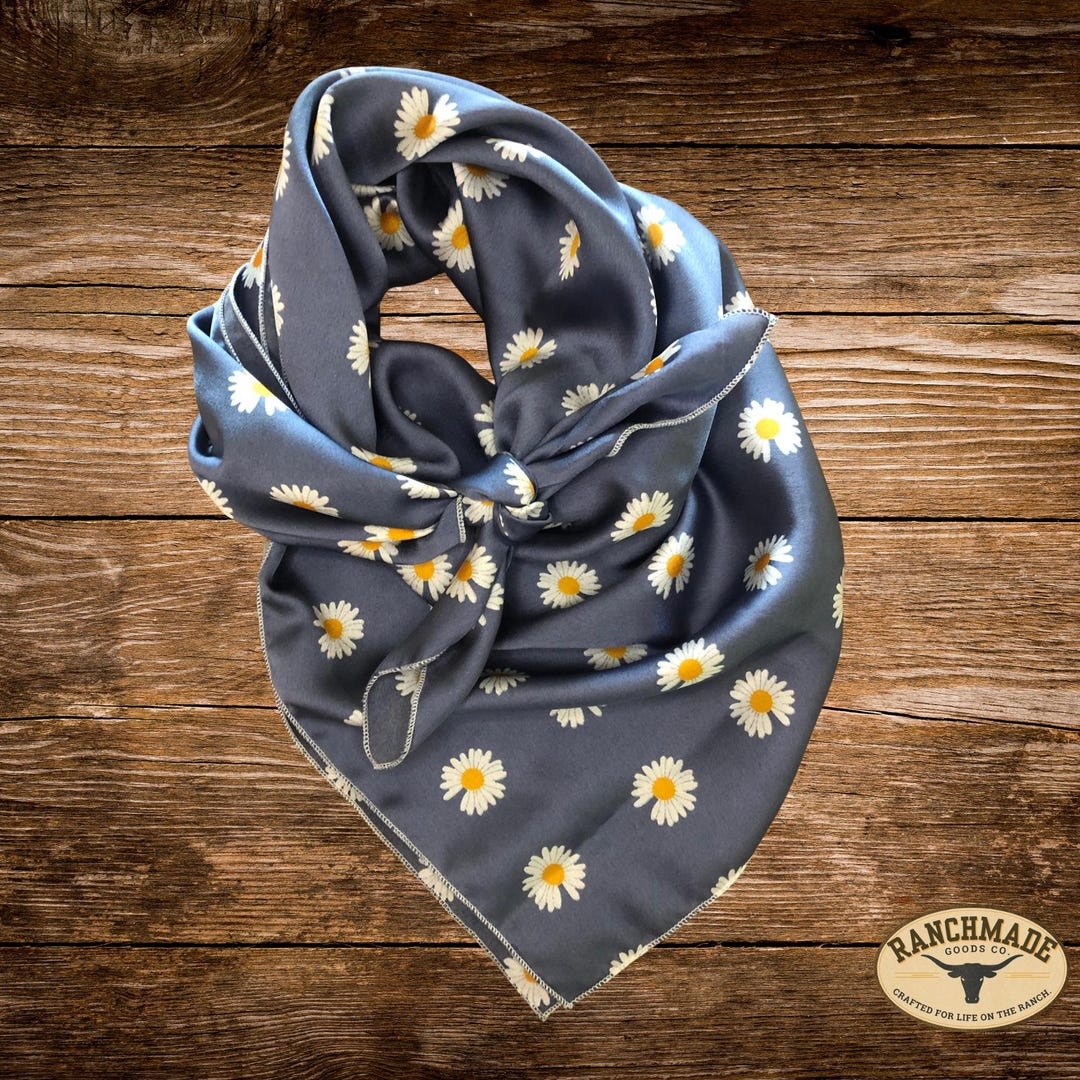 Cowboy Neck Rags Sunflower Grey Satin Wild Rag: Western Cowboy Neckerchief Men’s/women's ...