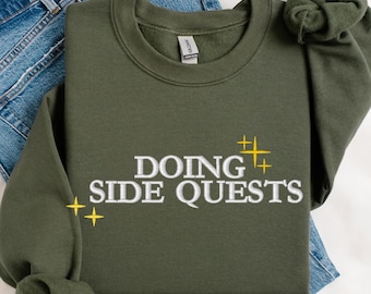 Embroidered Gamer Sweatshirt | Doing Side Quests Crewneck
