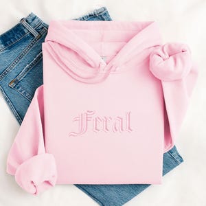 Personalized Embroidered Feral Hoodie Wild Energy Trendy Apparel image 6