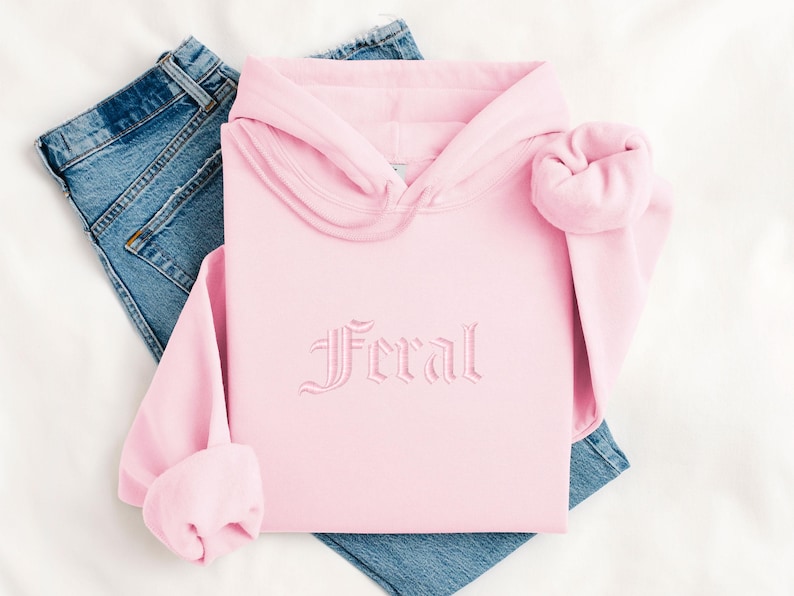 Personalized Embroidered Feral Hoodie Wild Energy Trendy Apparel image 6