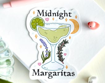Glanzende sticker middernacht Margaritas - geïnspireerd op praktische magie