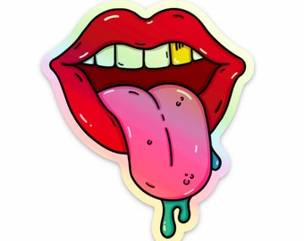 Holographic Rolling Stones Sticker -Vinyl Sticker, Stickers For Hydroflask, Laptop Stickers, Stickers, Water bottle Stickers