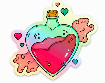 Holographic Love Potion Sticker -Vinyl Sticker, Stickers For Hydroflask, Laptop Stickers, Stickers, Water bottle Stickers