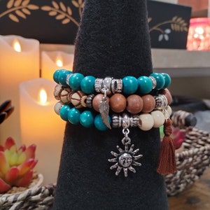 Wooden Beads Bracelet, Boho Bracelet, Charm Bracelet