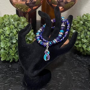 Suicide Prevention Awareness Gifts Purple and Teal Ribbon Bracelet Mental Health Jewelry Depression Awareness Gift