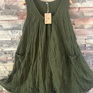 Breathable woven gauze organic cotton bohemian dress / top one size hippie dress