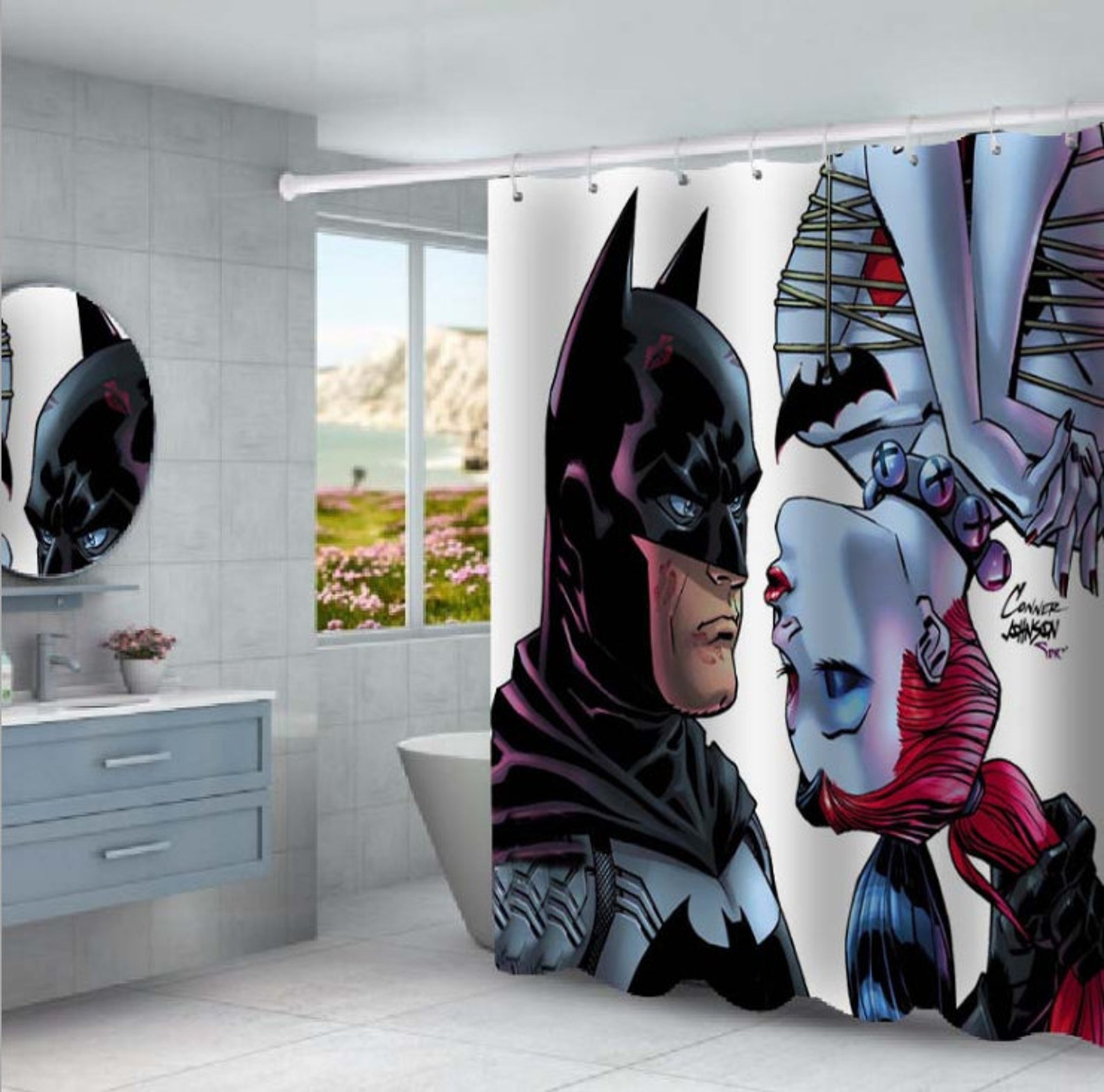 Marvel Batman animation shower curtain set with nonslip Etsy
