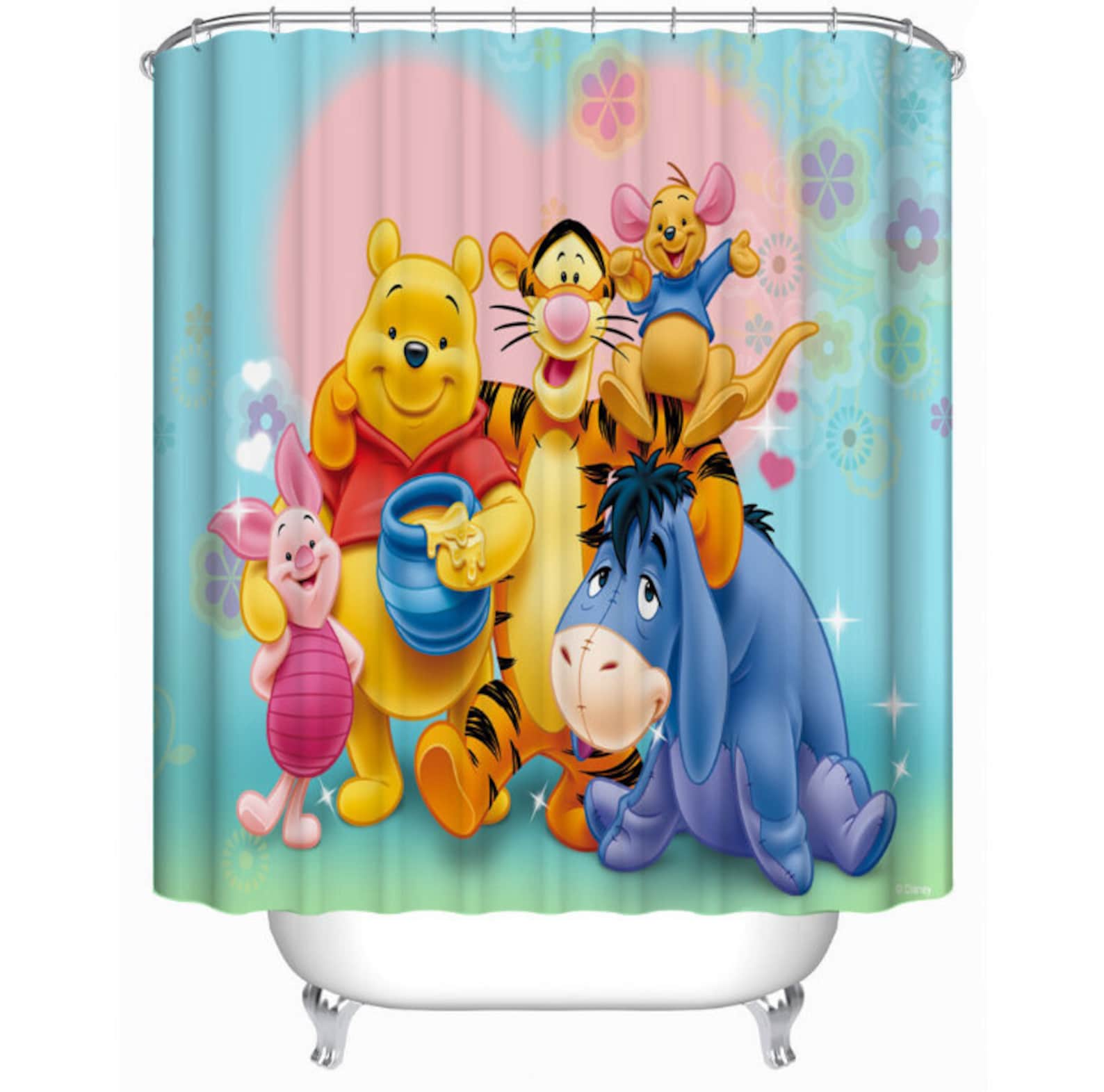 Winnie the Pooh animation shower curtain set with nonslip Etsy