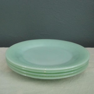 Vintage Fire King Jadeite Jane Ray 4 Piece Salad Plate Set