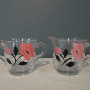 Ensemble de pots à crème et sucrier Bartlett Collins vintage, fleurs roses, peints à la main