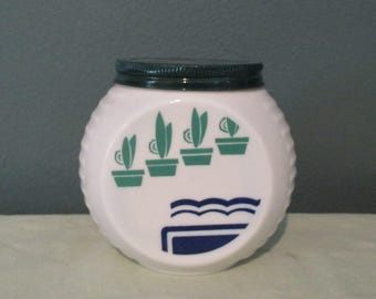 Vintage Fire King Vitrock Green Flowerpot Grease Jar (Rare-HFT)