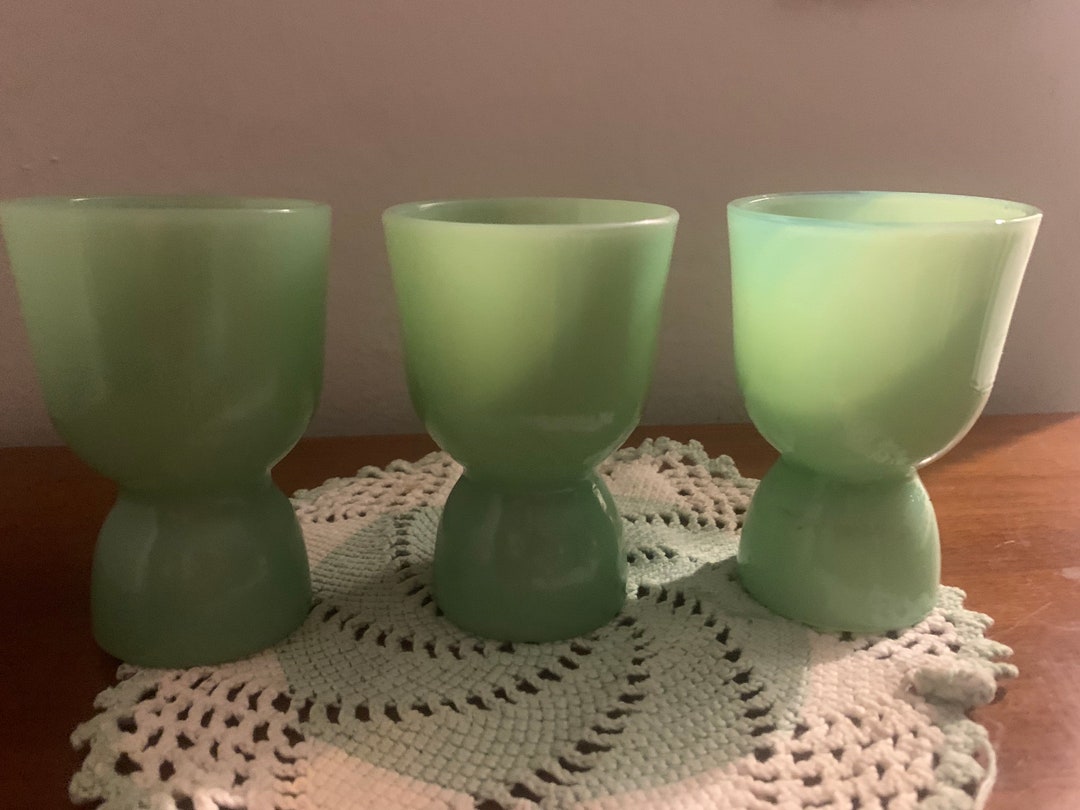 Set of 3 Vintage Fire King Jadeite Egg Cups Etsy