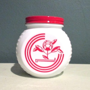 Vintage Fire King roter Kreis Kanister