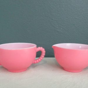 ヴィンテージ ヘーゼルアトラス ピンク クリノリン シュガーボウル＆クリーマー（ビーズハンドル）