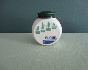 Vintage Fire King Vitrock Green Flowerpot Flour Shaker (Rare-HFT)