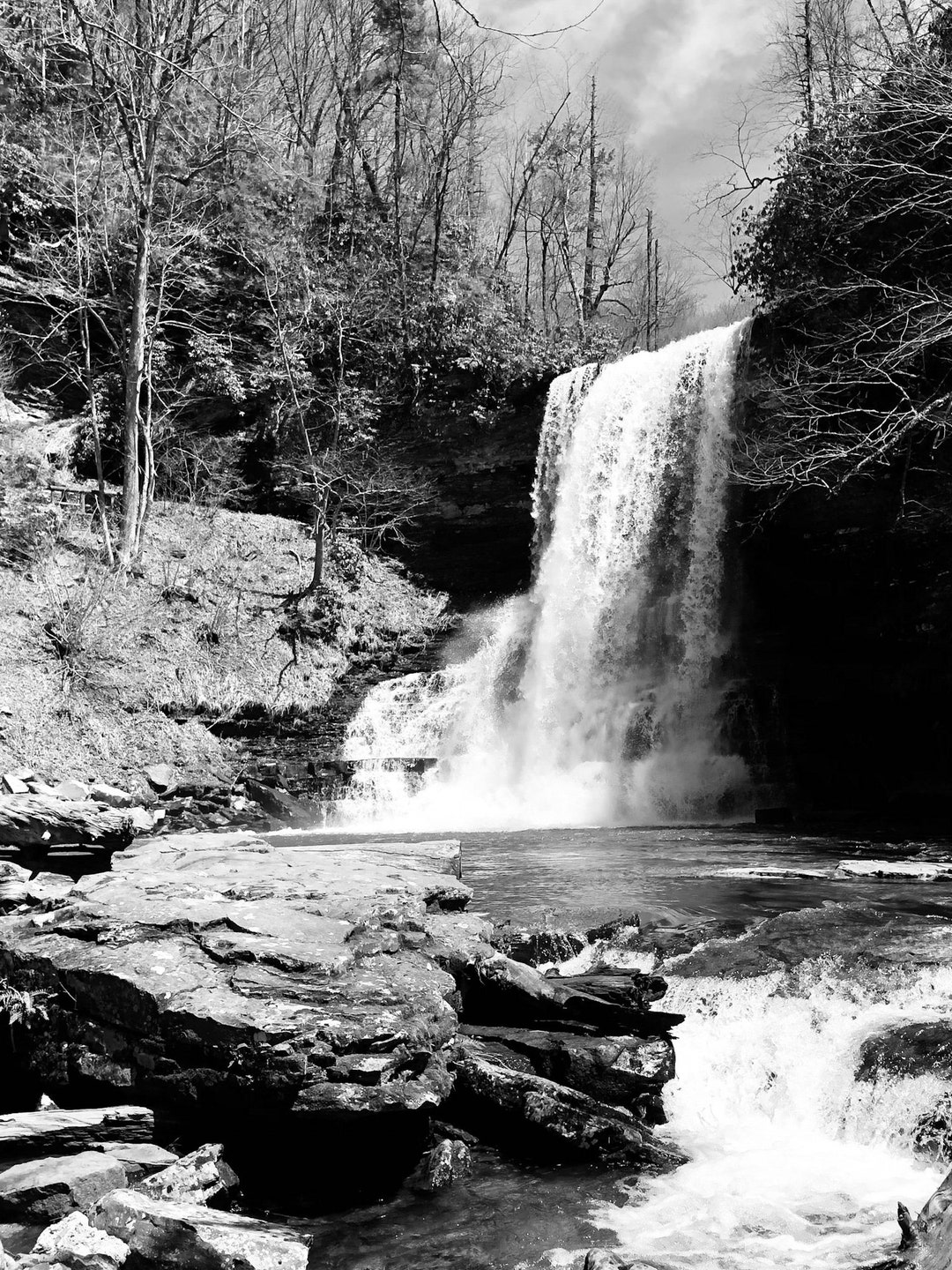 滝は流れ続ける（白黒） - Etsy 日本