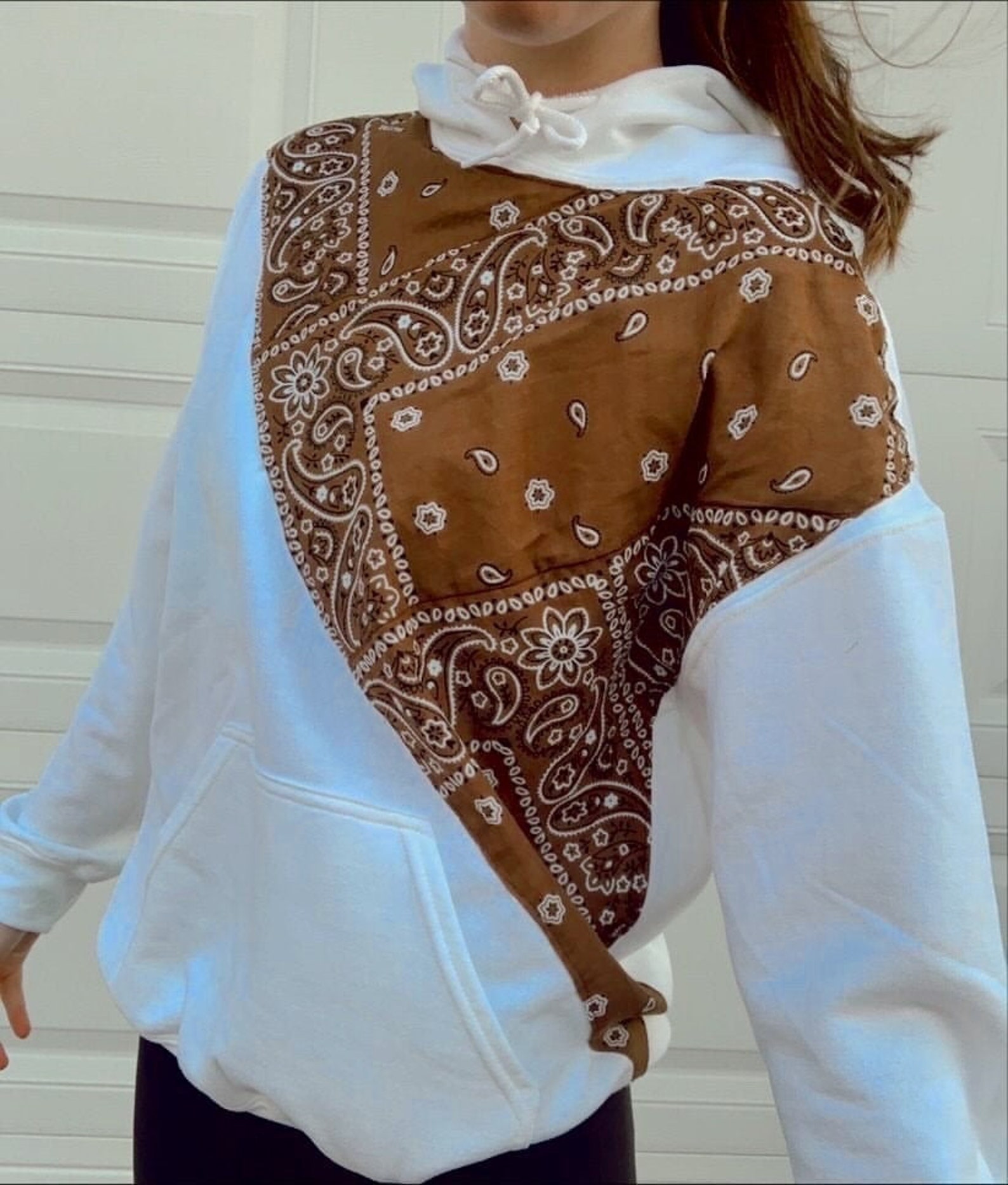 Brown Patchwork Bandana Hoodie | Etsy