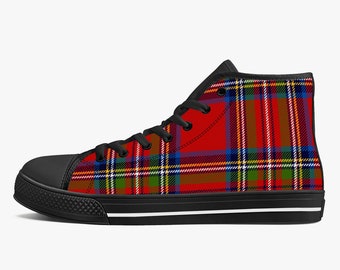 red tartan shoes
