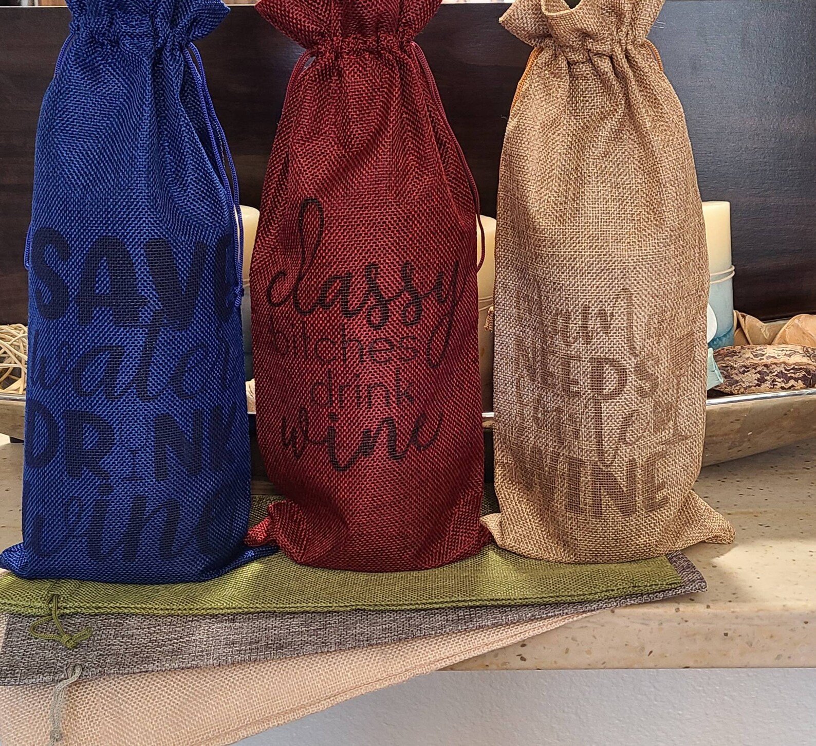 Custom wine gift bags burlap wine gift bag bridesmaid gift Etsy