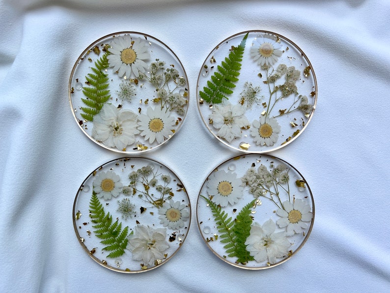 Resin Coasters Dried Flower Coasters Pressed Flowers Etsy