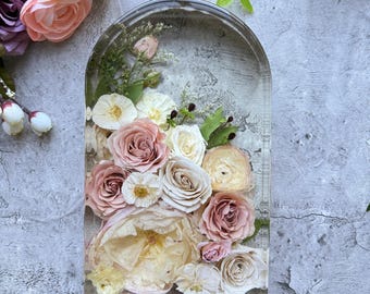 3D Resin Arch Blocks | Wedding Floral Preservation | Bridal Bouquet Preservation | Floral Preservation | Wedding Gifts | Pressed Flower
