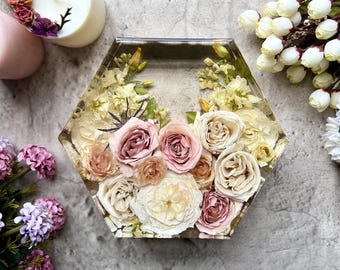 3D Resin Hexagon Blocks | Flower Preservation | Bridal Bouquet Preservation | Floral Preservation | Wedding Gifts | Preserve wedding bouquet
