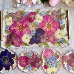 Geode Tray | Wedding Flower Preservation | Bridal Bouquet Preservation | Flower Preservation | serving tray  | Pressed Flowers| Resin Tray