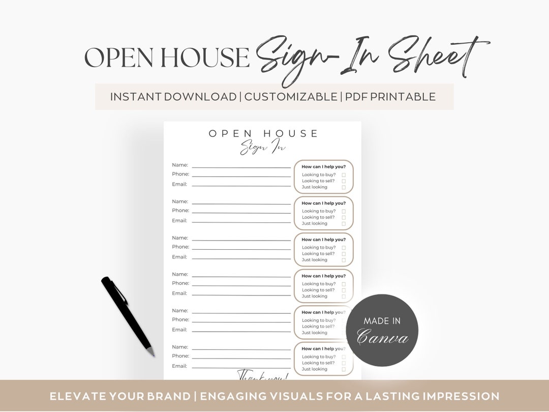 Open House Sign-in Sheets | Real Estate Printable | Real Estate ...
