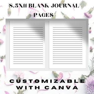 CUSTOMIZABLE With Canva Blank 100 Journal Pages For Commercial and Personal Use, Digital Download, Notebook Planner 8.5 x 11 Instant Access