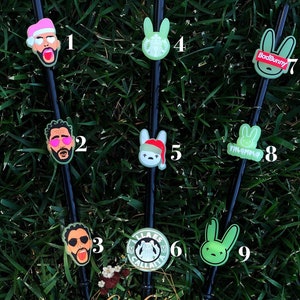 Bad Bunny inspired Straw Toppers, Straw Buddies, Straw Charms, Evil Eye Straw Toppers, Starbucks Toppers, Halloween Straw Toppers