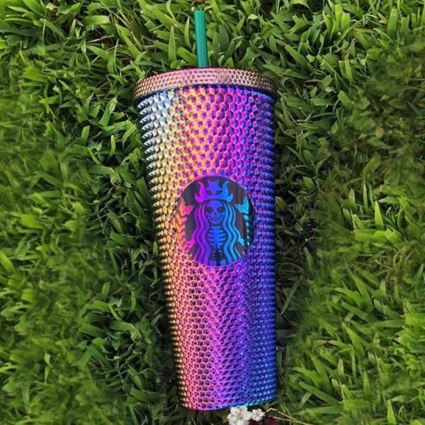 Oil Slick Studded Tumbler, Soft Touch Studded Tumbler, Oil Slick, 24oz double Wall Tumbler, 24 oz Double wall tumbler Matte Black Tumbler