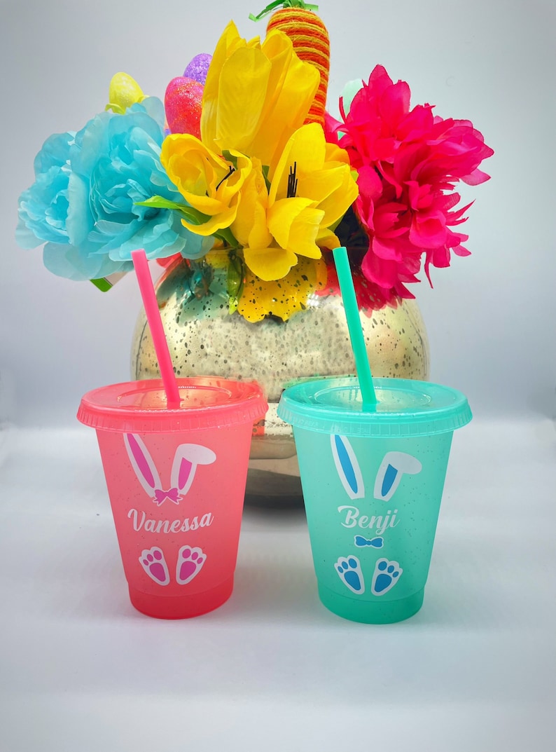 Bunny Cup Kids Cups 16oz Kids Cups With Straws Personalized - Etsy
