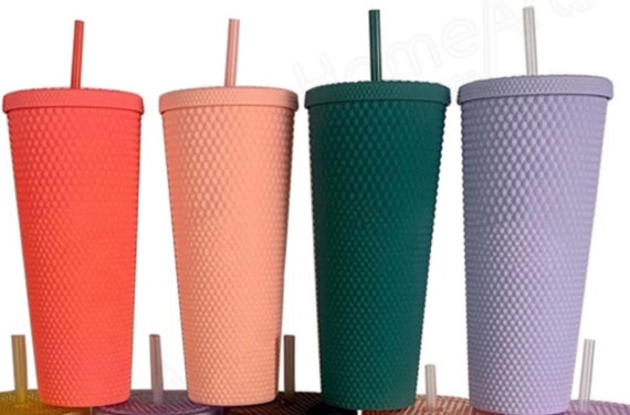 Astor | Matte Studded Cup | Studded Tumbler with Lid and Straw | Venti 24  oz Cold Cups (Pink)
