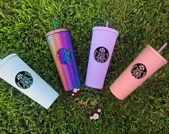 Matte Studded Tumblers, Matte Black Soft Touch Studded Tumbler, 24 oz Double Wall Tumbler, Matte Pink Tumbler, Mermaid Tumbler