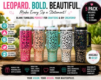 Holographic Leopard Quencher 40 oz stainless steel double wall vacuum travel water bottle 40oz insulated tumbler with straw lid and handle