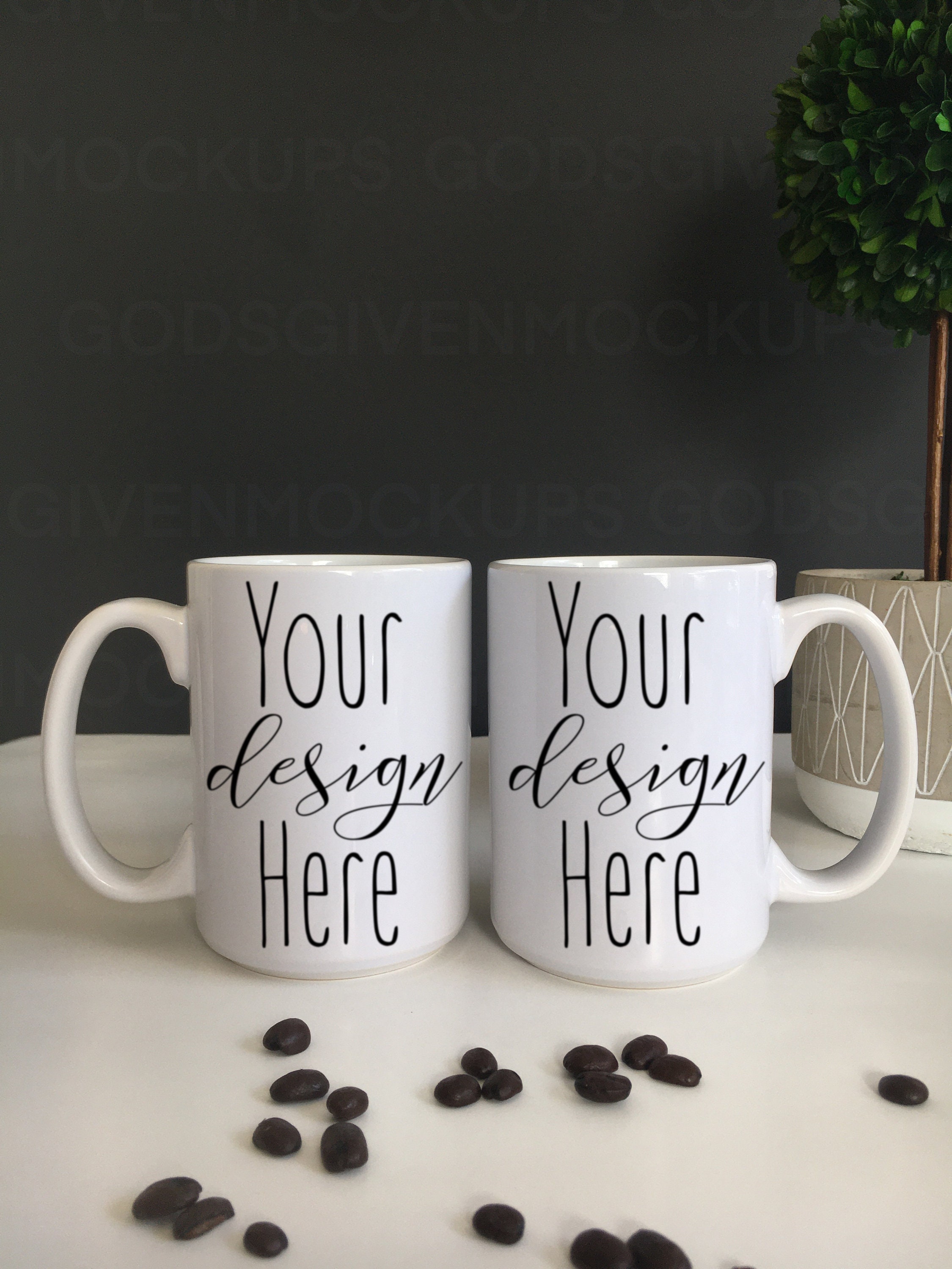 Two White Coffee Mugs Mockup Photo 15 oz Coffee Mug Mock up Etsy