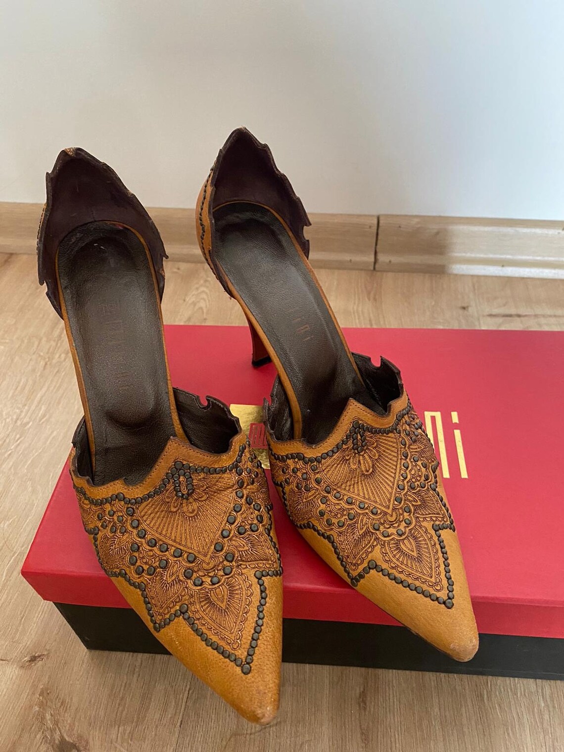 Real Leather Mustard Women's High Hill Shoes Second Hand Etsy