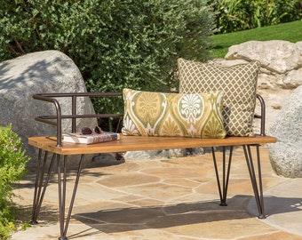 Beautiful Crafted Rustic Style Wood and Iron Bench