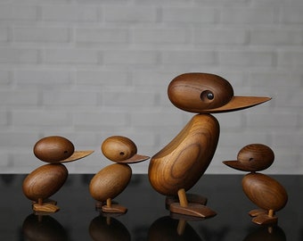 Exclusive Wood Carved Home Decor Duck family, Wooden Craft Home Decor, Wooden Duck toy