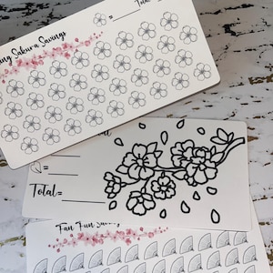 3 Kirschblüten Einsparungen Challenge Tracker Einsätze | Cash Envelope Insert, Cash Binder, Cash Insert, Budget Einsätze, Sakura