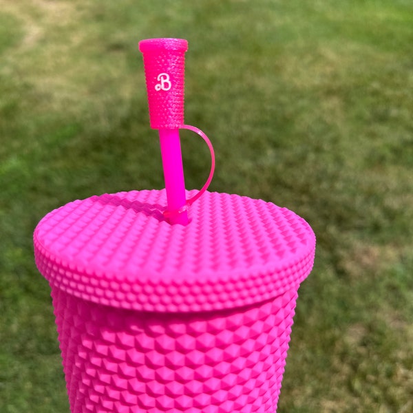 Pretty Pink studded B Monogram Straw Covers Starbucks Inspired Miniature Studded Tumbler Barb!e-inspired