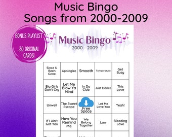 Jogo de Bingo Musical, Músicas dos Anos 2000, 30 Cartelas de Bingo (Download Digital)